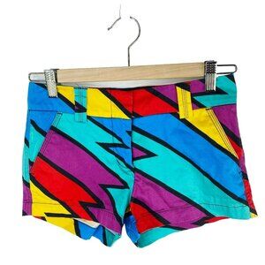 Loudmouth Golf Shorts Womens Size 0 Multi-Color Zig Zag Bolt Flat Front Chino